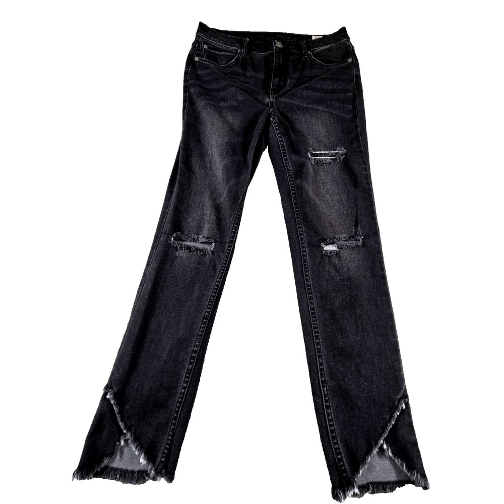 We The Free Black Skinny Jeans‎ Women's 28 Destroyed Scallop Hem Grunge Skater